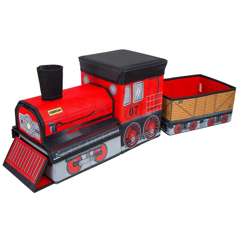 Orbrium Train Shaped Collapsible Toys Storage Bin Organizer for Trains and Tracks, Thomas Wooden Train, Thomas the Tank Engine and Trackmaster Christmas Gift for Toddlers Kids 3 4 5 6 7 8 - Image 1